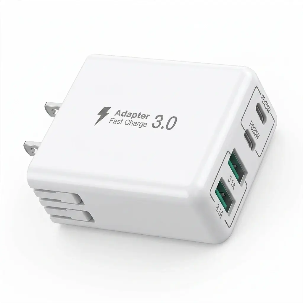 SCCVEE 40W 4-Port USB C Wall Charger with dual USB-C and dual USB-A ports